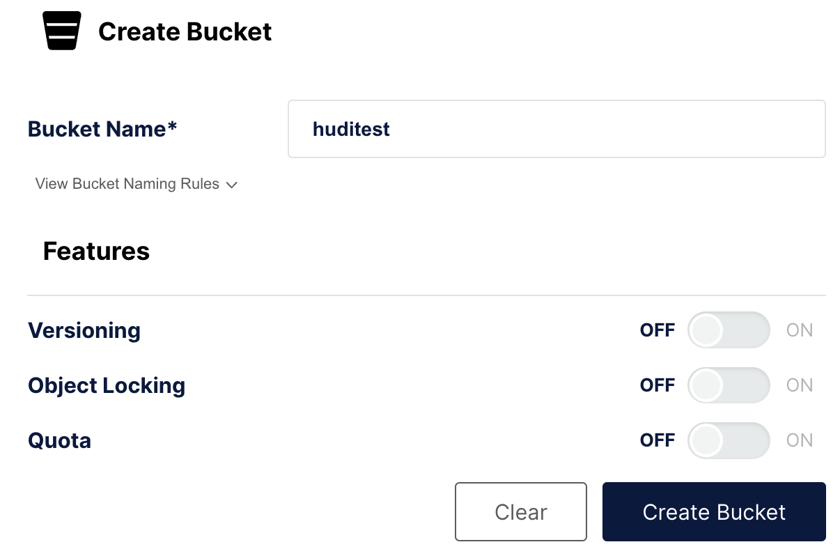 Create bucket huditest
